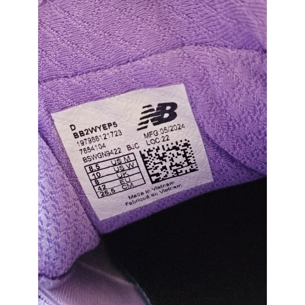 New Balance Fresh Foam X BB2WYEP5 Purple Basketball Sneakers Mens 8.5 Womens 10 - Picture 9 of 9